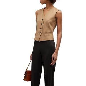 Theory New Beige Wool Waistcoat Vest Size 8